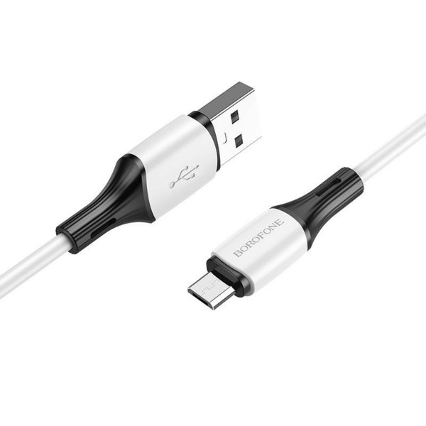 Кабель BOROFONE BX79 USB to Micro 2.4A, 1m, silicone, silicone connectors, Білий