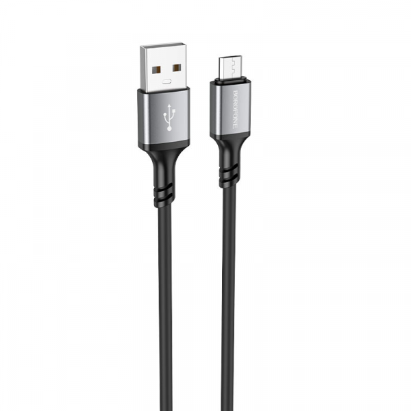 Кабель BOROFONE BX83 Micro Famous silicone charging data cable Чорний