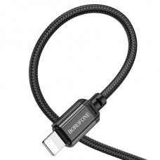 Кабель BOROFONE BX87 USB to iP 2.4A,1m, nylon, aluminum connectors, Чорний
