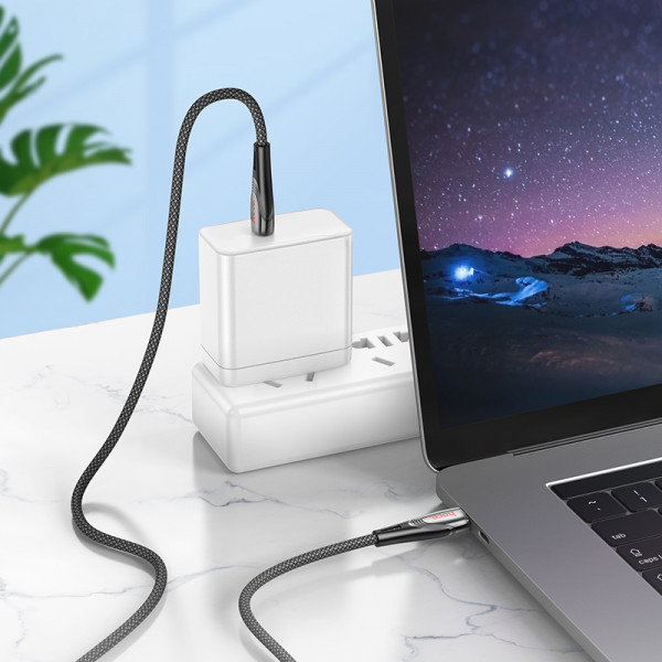 Кабель HOCO U133 Monte 60W charging data cable Type-C to Type-C Black (6942007618311)