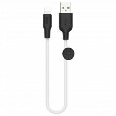 Кабель HOCO X21 Plus USB to iP 2.4A, 0.25m, silicone, silicone connectors, Чорний+Білий