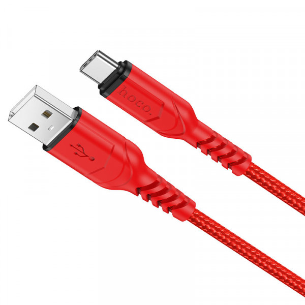 Кабель HOCO X59 USB to Type-C 3A, 1m, nylon, TPE connectors, Red (6931474744937)