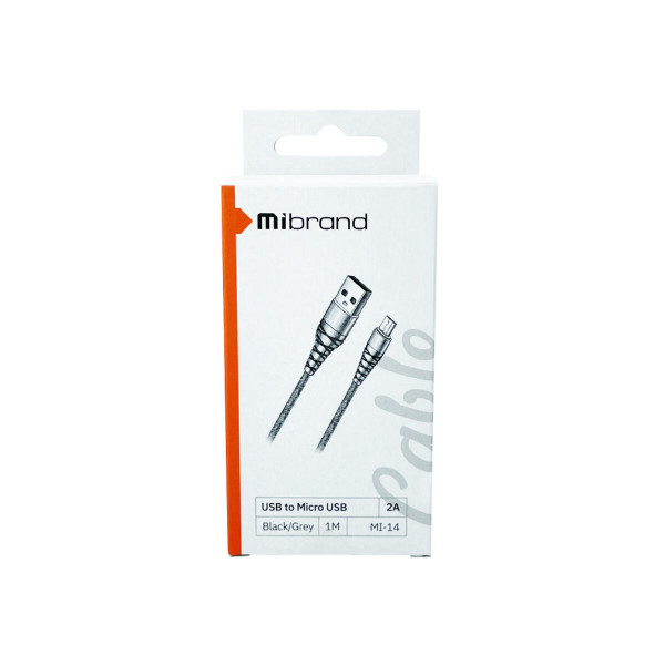 Кабель Mibrand MI-14 Fishing Net Charging Line USB for Micro 2A 1m Black/Grey