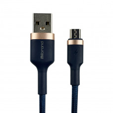 Кабель Mibrand MI-71 Metal Braided Cable USB for Micro 2.4A 1m Navy Блакитний