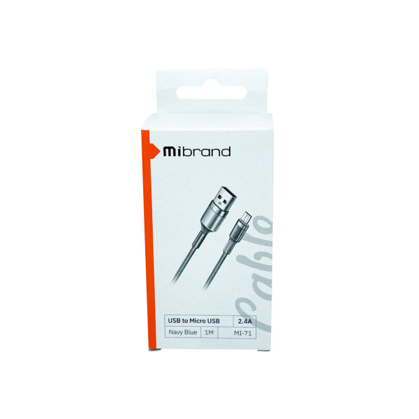 Кабель Mibrand MI-71 Metal Braided Cable USB for Micro 2.4A 1m Navy Blue