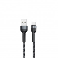 Кабель REMAX Jany Series Aluminum Alloy Braided 2.4A data cable RC-124m/i/a Type-C-Black (6972174152851)