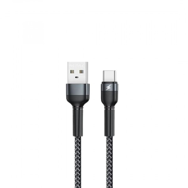Кабель REMAX Jany Series Aluminum Alloy Braided 2.4A data cable RC-124m/i/a Type-C-Black (6972174152851)