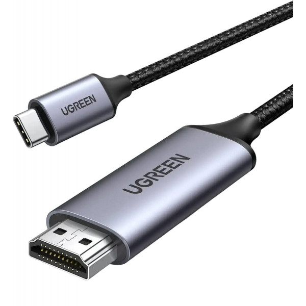 Кабель UGREEN MM142 USB-C to HDMI Male to Male Cable Aluminum Shell 1.5m (Gray Чорний)(UGR-50570)