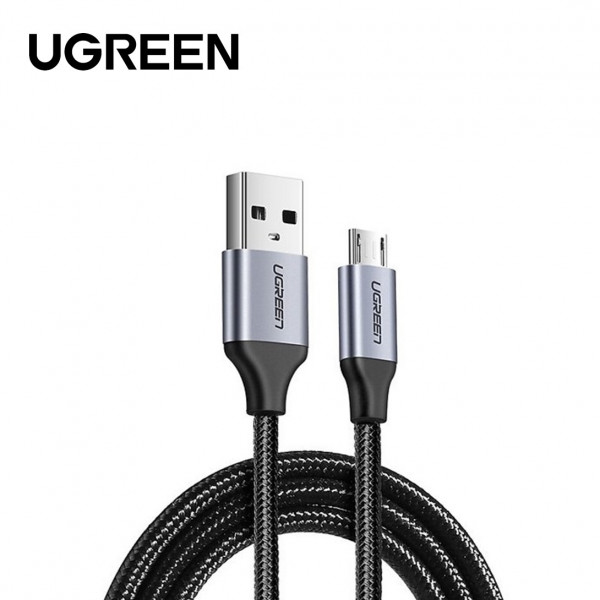 Кабель UGREEN US290 USB 2.0 A to Micro USB Cable Nickel Plating Aluminum Braid 2m (Black) (UGR-60148)