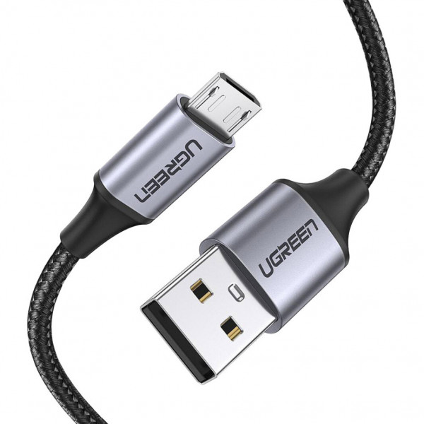 Кабель UGREEN US290 USB 2.0 A to Micro USB Cable Nickel Plating Aluminum Braid 2m (Black) (UGR-60148)
