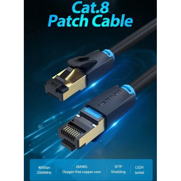 Кабель Vention Cat.8 SFTP Patch Cable 0.5M Чорний (IKABD)