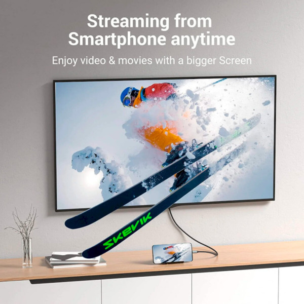 Кабель Vention Cotton Braided USB-C to HDMI Cable 1M Чорний Aluminum Alloy Type