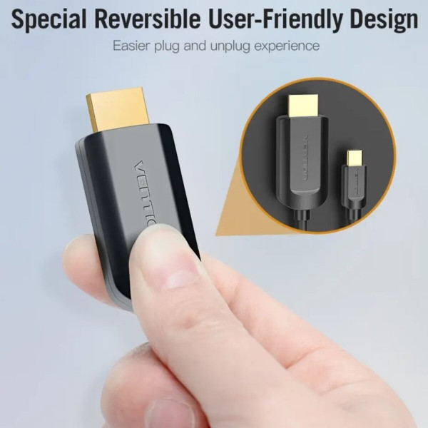 Кабель Vention Type-C to HDMI 4K 30Hz Cable 1M Чорний (CGUBF)