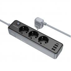 Мережевий подовжувач BOROFONE BAC8 Power 3-position socket(1C3A)(EU/GER)(L=3M) Black (6941991116643)