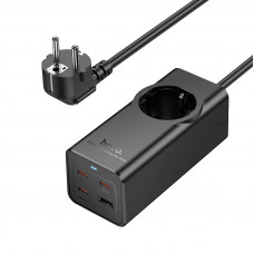 Мережевий подовжувач HOCO NS9 Wisdom 1-position (PD67W/3C1A) desktop socket (EU/GER) Чорний