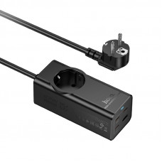 Мережевий подовжувач HOCO NS9 Wisdom 1-position (PD67W/3C1A) desktop socket (EU/GER) Чорний