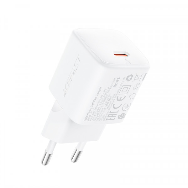 Мережевий зарядний пристрій ACEFAST A118 PD30W mini GaN USB-C fast charger (6974316285366)