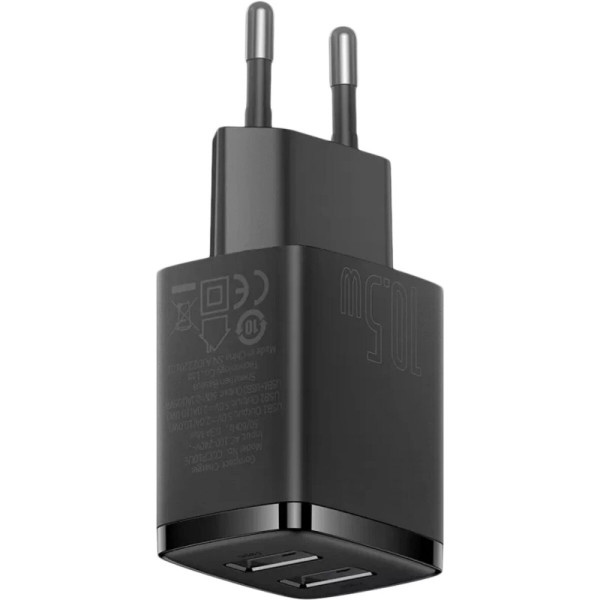 Мережевий зарядний пристрій Baseus Compact Charger 2U 10.5W EU Чорний