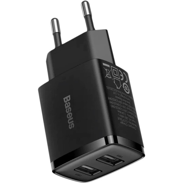 Мережевий зарядний пристрій Baseus Compact Charger 2U 10.5W EU Чорний