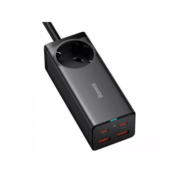 Мережевий зарядний пристрій Baseus GaN3 Pro Desktop Powerstrip AC+2U+2C 100W EU Чорний (With Mini Білий Cable Type-C to Type-C 100W(20V/5A) 1m Чорний）