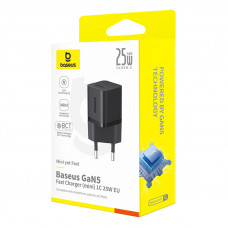 Мережевий зарядний пристрій Baseus GaN5 Fast Charger (mini) 1C 25W EU Cluster Black (P10110909113-00)