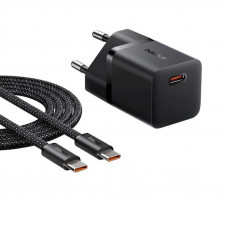 Мережевий зарядний пристрій Baseus GaN5 Fast Charger (mini) 1C 25W EU Cluster Black (with: Baseus Dynamic 3 Series Fast Charging Data Cable Type-C t