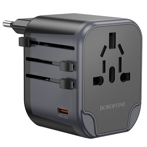 Мережевий зарядний пристрій BOROFONE BAC13 Leader 3-port PD20W(1C2A) universal conversion charger Чорний