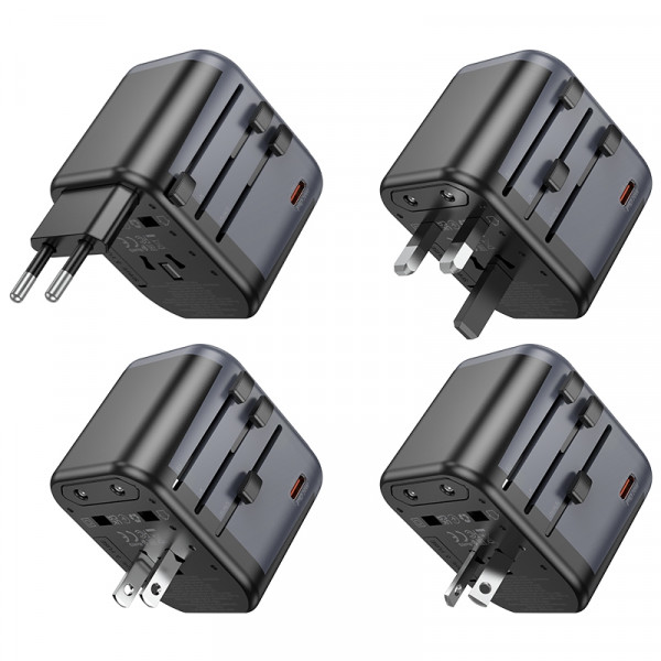 Мережевий зарядний пристрій BOROFONE BAC13 Leader 3-port PD20W(1C2A) universal conversion charger Чорний