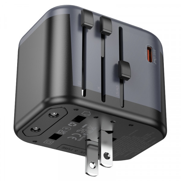 Мережевий зарядний пристрій BOROFONE BAC13 Leader 3-port PD20W(1C2A) universal conversion charger Чорний