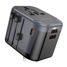 Мережевий зарядний пристрій BOROFONE BAC13 Leader 3-port PD20W(1C2A) universal conversion charger Чорний