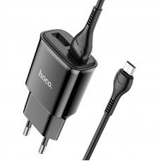 Мережевий зарядний пристрій HOCO C88A Star round dual port charger set(Micro) 12W Чорний