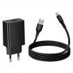 Мережевий зарядний пристрій HOCO CS92A Leader single port QC3.0 charger set(Type-C) Black (6942007671057)
