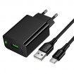 Мережевий зарядний пристрій HOCO CS92A Leader single port QC3.0 charger set(Type-C) Black (6942007671057)