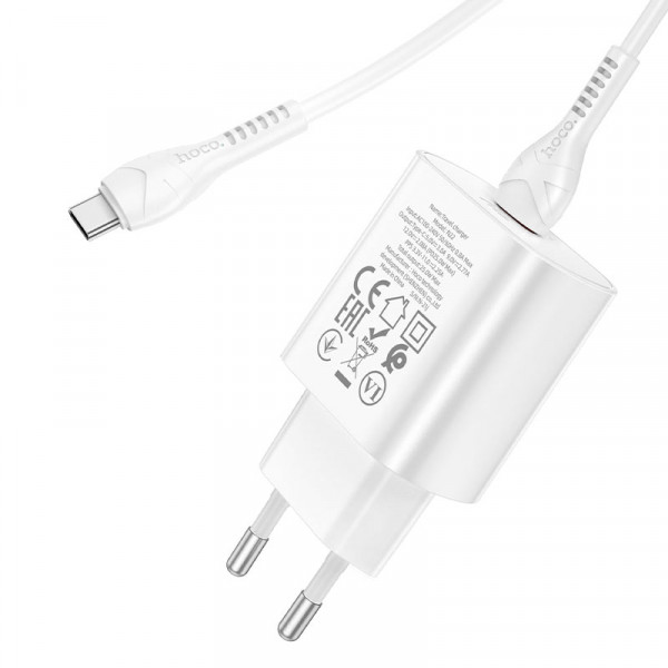 Мережевий зарядний пристрій HOCO N22 Jetta PD25W charger set(Type-C to Type-C)(EU) Білий