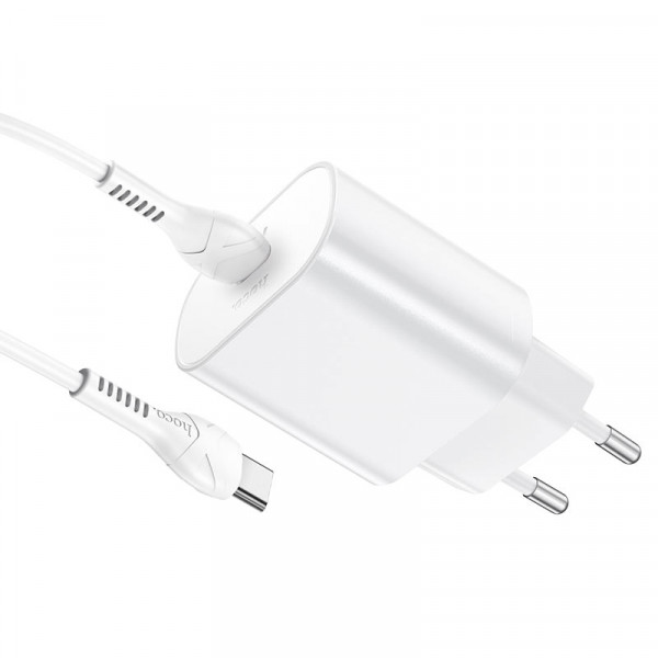 Мережевий зарядний пристрій HOCO N22 Jetta PD25W charger set(Type-C to Type-C)(EU) Білий