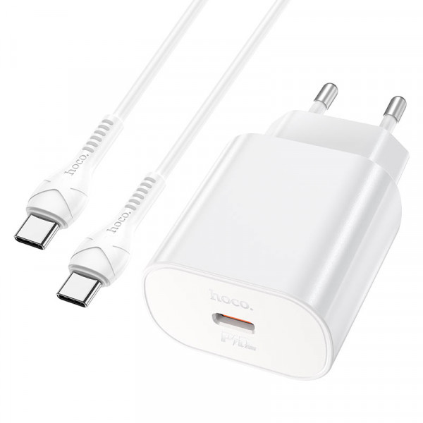 Мережевий зарядний пристрій HOCO N22 Jetta PD25W charger set(Type-C to Type-C)(EU) Білий