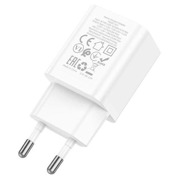 Мережевий зарядний пристрій HOCO N27 Innovative single port PD20W charger Білий