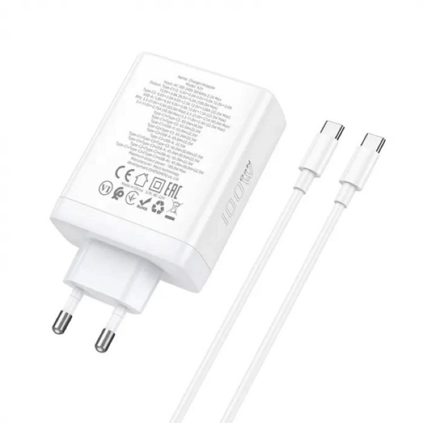 Мережевий зарядний пристрій HOCO N31 Leader PD100W four-port(3C1A) fast charger set(Type-C to Type-C) White