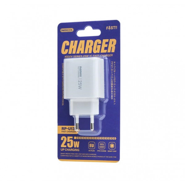 Мережевий зарядний пристрій REMAX Kiddy Series 25W 1C Fast Charger RP-U137 White (6954851212676)