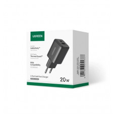 Мережевий зарядний пристрій UGREEN X514 20W 2-Port GaN Fast Charger EU White (UGR-65006)