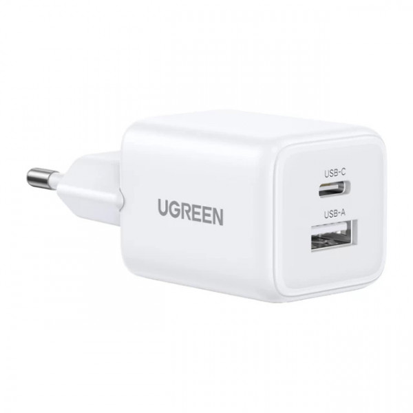 Мережевий зарядний пристрій UGREEN X514 20W 2-Port GaN Fast Charger EU White (UGR-65006)