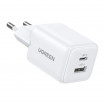 Мережевий зарядний пристрій UGREEN X514 20W 2-Port GaN Fast Charger EU White (UGR-65006)