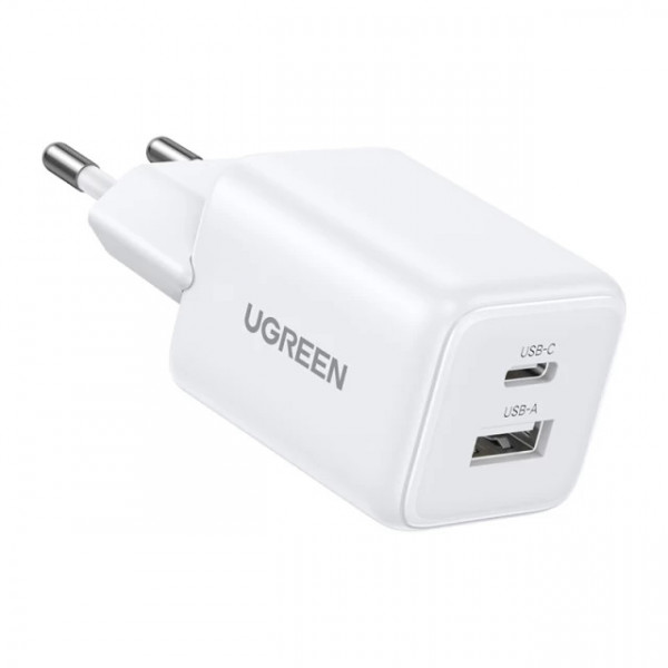 Мережевий зарядний пристрій UGREEN X514 20W 2-Port GaN Fast Charger EU White (UGR-65006)