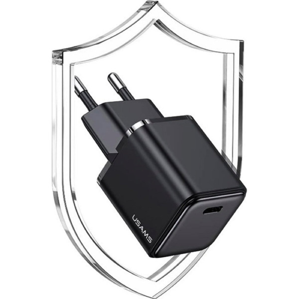 Мережевий зарядний пристрій Usams US-CC183 PD20W Single Port Fast Charger (EU)-X-ron Series Black