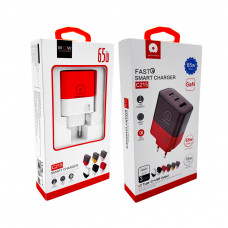 Мережевий зарядний пристрій WUW-C215 65W Charger 2 USB C + USB C white orange