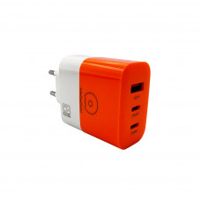 Мережевий зарядний пристрій WUW-C215 65W Charger 2 USB C + USB C white orange