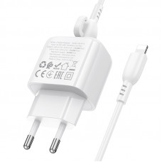Мережевий зарядний пристрій з кабелем BOROFONE BAS41A Potential dual-port charger set(iP) White (6941991113758)