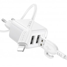 Мережевий зарядний пристрій з кабелем BOROFONE BAS41A Potential dual-port charger set(iP) White (6941991113758)