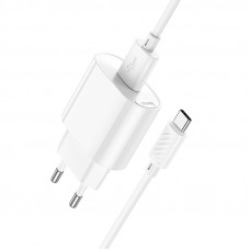 Мережевий зарядний пристрій з кабелем HOCO C109A(10.5W) Fighter single port charger set(Type-C) White (6942007656610)