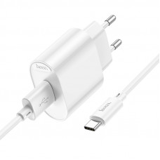 Мережевий зарядний пристрій з кабелем HOCO C109A(10.5W) Fighter single port charger set(Type-C) White (6942007656610)